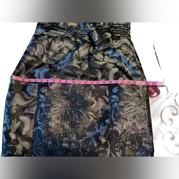 VTG 90s Black Gray Metallic Brocade Floral Sheath Dress Topper Jacket. SZ 14 - Picture 14 of 16